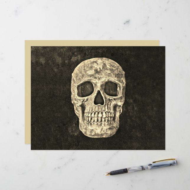 Gothic Black Beige Human Skull Texture (Voorkant / Achterkant in situ)