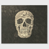 Gothic Black Beige Human Skull Texture Cadeaupapier (Vlak)