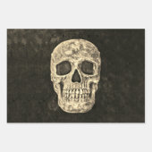 Gothic Black Beige Human Skull Texture Inpakpapier Vel (Voorkant 3)