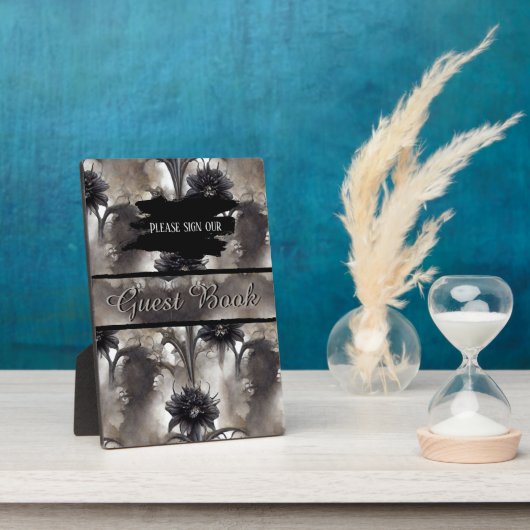 Gothic Black Bloemen Trouwtafel Top Fotoplaat (Zijkant)