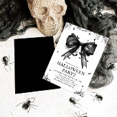 Gothic Black Bow Coquette Halloween Party Kaart