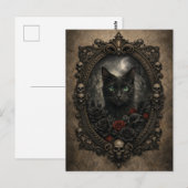 Gothic Black Cat Postcard - Dark Victorian Briefkaart (Voorkant / Achterkant)