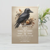 Gothic Black Crow Halloween Party Kaart (Staand voorkant)