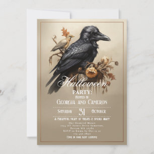 Gothic Black Crow Halloween Party Kaart