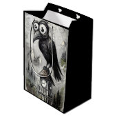 Gothic Black Crow & Tower Spooky Halloween Medium Cadeauzakje (Achterkant Gekanteld)