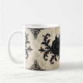 Gothic Black Damask Koffiemok (Links)