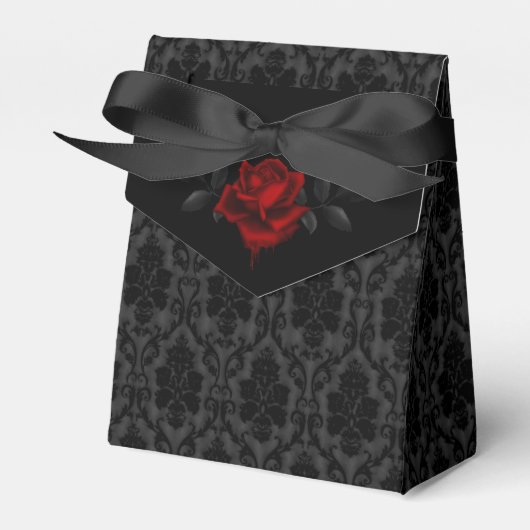 Gothic Black Damask Rose Wedding Bedankdoosjes (Voorkant Zijde)