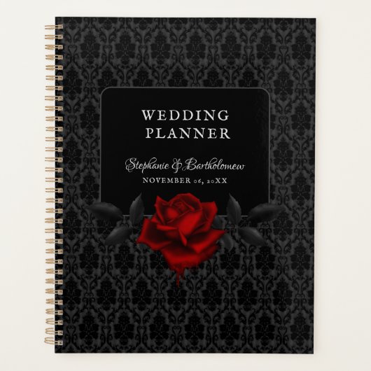 Gothic Black Damask Rose Wedding Planner (Voorkant)