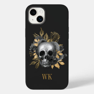Gothic Black en Gold Floral Skull Case-Mate iPhone 14 Plus Hoesje