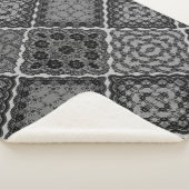 Gothic Black en Grey Faux Quilt Sherpa Deken (3/4)