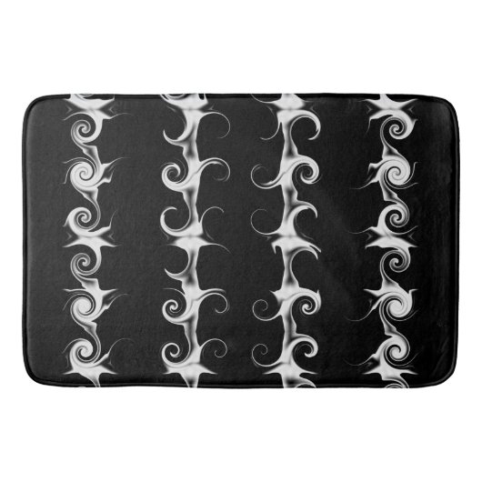 Gothic Black en White Linear Curlicue Pattern Badmat (Voorkant)