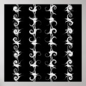 Gothic Black en White Linear Curlicue Pattern Poster (Voorkant)
