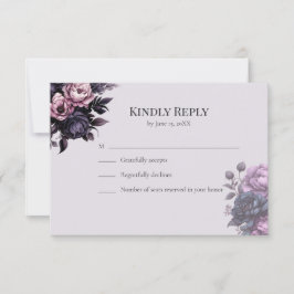 Gothic Black Floral RSVP Card Kaartje