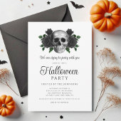 Gothic Black Floral Skull Halloween Kaart