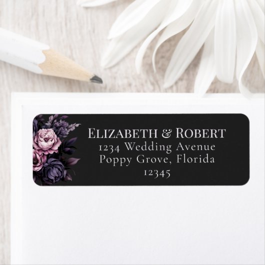 Gothic Black Floral Wedding Address Labels (Insitu)