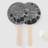 Gothic Black Floral Wedding Bedankt Handwaaier (Voorkant en achterkant)