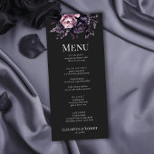 Gothic Black Floral Wedding Menu Card