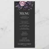 Gothic Black Floral Wedding Menu Card (Devant)