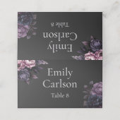 Gothic Black Floral Wedding Place Cards (Buitenkant ongevouwen)