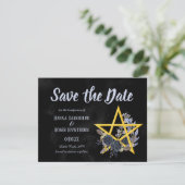 Gothic Black Floral Wiccan Save the Date (Staand voorkant)