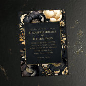 Gothic Black & Gold Peony Wedding Invitation