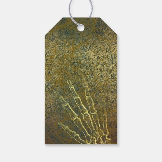 Gothic Black & Gold Skull Halloween Party Cadeaulabel (Achterkant)