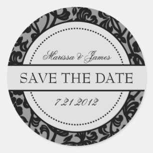 Gothic Black & GreyFlourish Envelope Seals Ronde Sticker