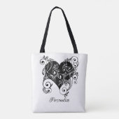 Gothic Black Heart Tattoo Art Design gepersonalise Draagtas (Achterkant)