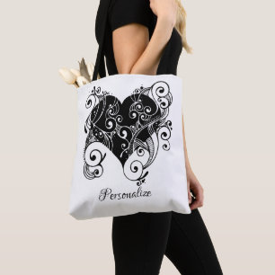 Gothic Black Heart Tattoo Art Design gepersonalise Draagtas