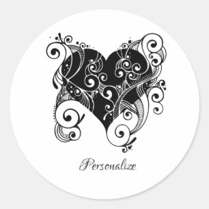 Gothic Black Heart Tattoo Kunst Ontwerp Gepersonal Ronde Sticker