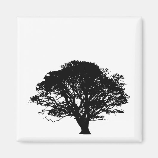 Gothic Black Oak Tree Silhouette Fine Art Drawing Magneet (Voorkant)