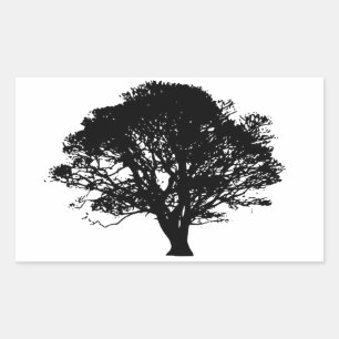 Gothic Black Oak Tree Silhouette Fine Art Drawing Rechthoekige Sticker