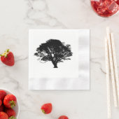 Gothic Black Oak Tree Silhouette Fine Art Drawing Servetten (Insitu)