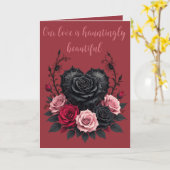 Gothic Black Petals and Spider Web Dark Valentine Kaart (Gele Bloem)