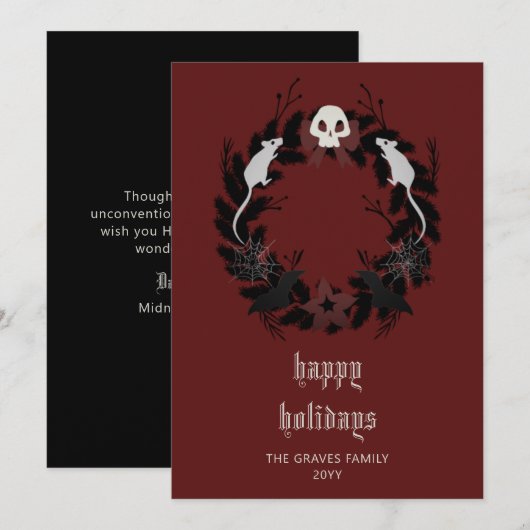 Gothic Black Prettige feestdagen Kaart (Voorkant / Achterkant)