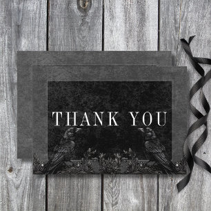 Gothic Black Raven & Black Rozen Bruiloft Bedankkaart