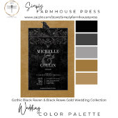 Gothic Black Raven & Black Rozen Gold Tweezijdig Kaart