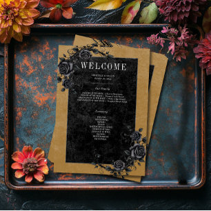 Gothic Black Raven & Black Rozen Gouden bruiloft Programma