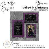 Gothic Black Raven & Black Rozen Paarse QR-code All In One Uitnodiging
