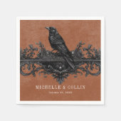 Gothic Black Raven & Black Rozen Roest Bruiloft Servet (Voorkant)