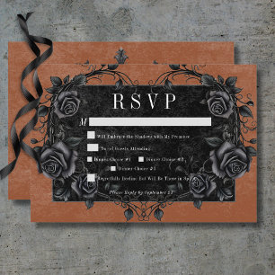Gothic Black Raven & Black Rozen Roest Dinner RSVP Kaartje