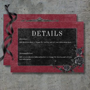 Gothic Black Raven & Black Rozen Wijndetails Informatiekaartje