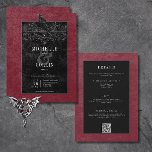 Gothic Black Raven & Black Rozen Wine Tweezijdig Kaart