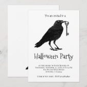 Gothic Black Raven Halloween Party Kaart (Voorkant / Achterkant)