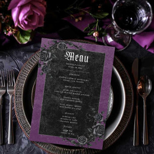 Gothic Black Raven & Rozen Paarse bruiloft Menu