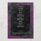 Gothic Black Raven & Rozen Paarse bruiloft Programma (Achterkant)