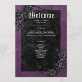 Gothic Black Raven & Rozen Paarse bruiloft Programma (Voorkant)