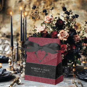 Gothic Black Raven & Zwarte Rozen Wijnbruiloft Bedankdoosjes
