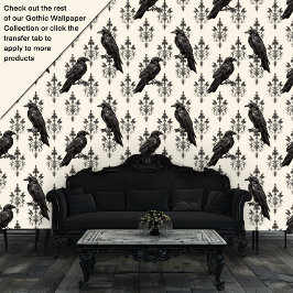 Gothic Black Ravens en Damask Behang