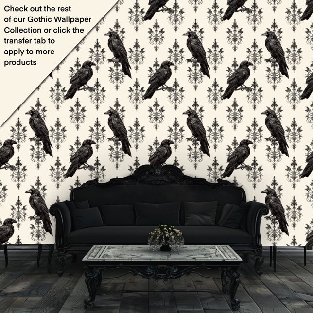 Gothic Black Ravens en Damask Behang (Creator heeft geüpload)